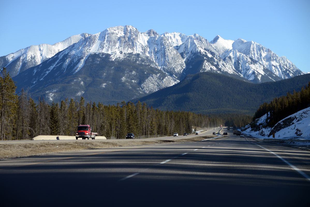 03B Sundance Range From Trans Canada Highway After Leaving Banff Towards Lake Louise In Winter